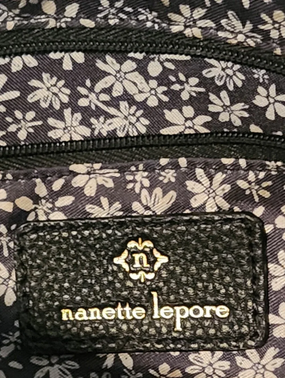 Nanette Lepore Black Faux Leather Purse/Bag Zip Top Close Coin Pouch Attached